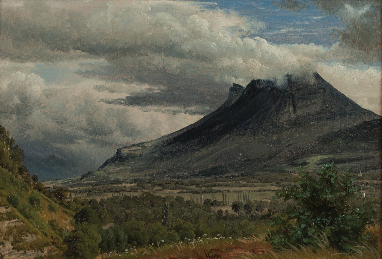 Graniermassivet, vy tagen från Cluse de Chambéry 1850 Olja på papper av Peter Vilhelm Carl Kyhn