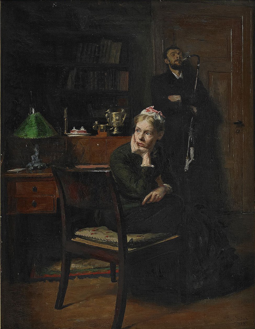 Familjescen i en interiör, 1885 av Peter Vilhelm Ilsted