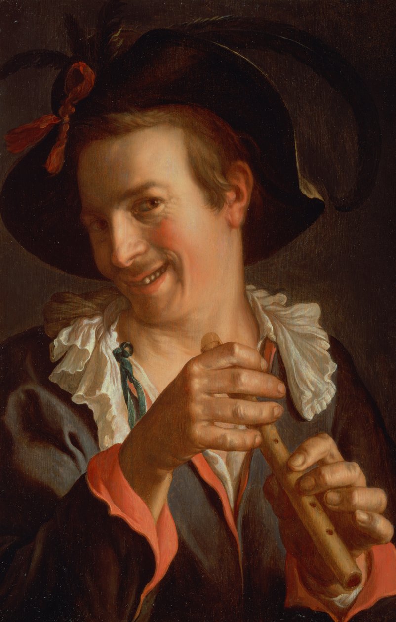 En gycklare som håller en flöjt, 1623 (panel) av Peter Wtewael