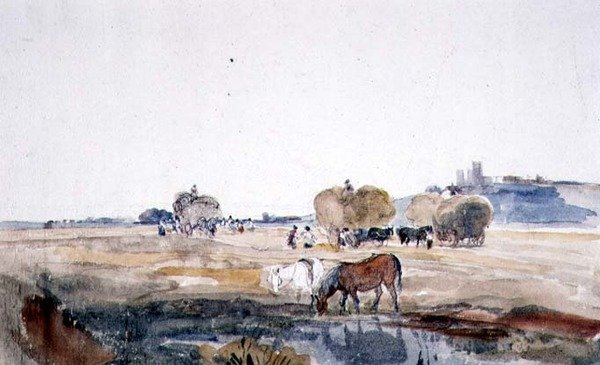 A Lincoln Hayfield (akvarell på papper) av Peter de Wint