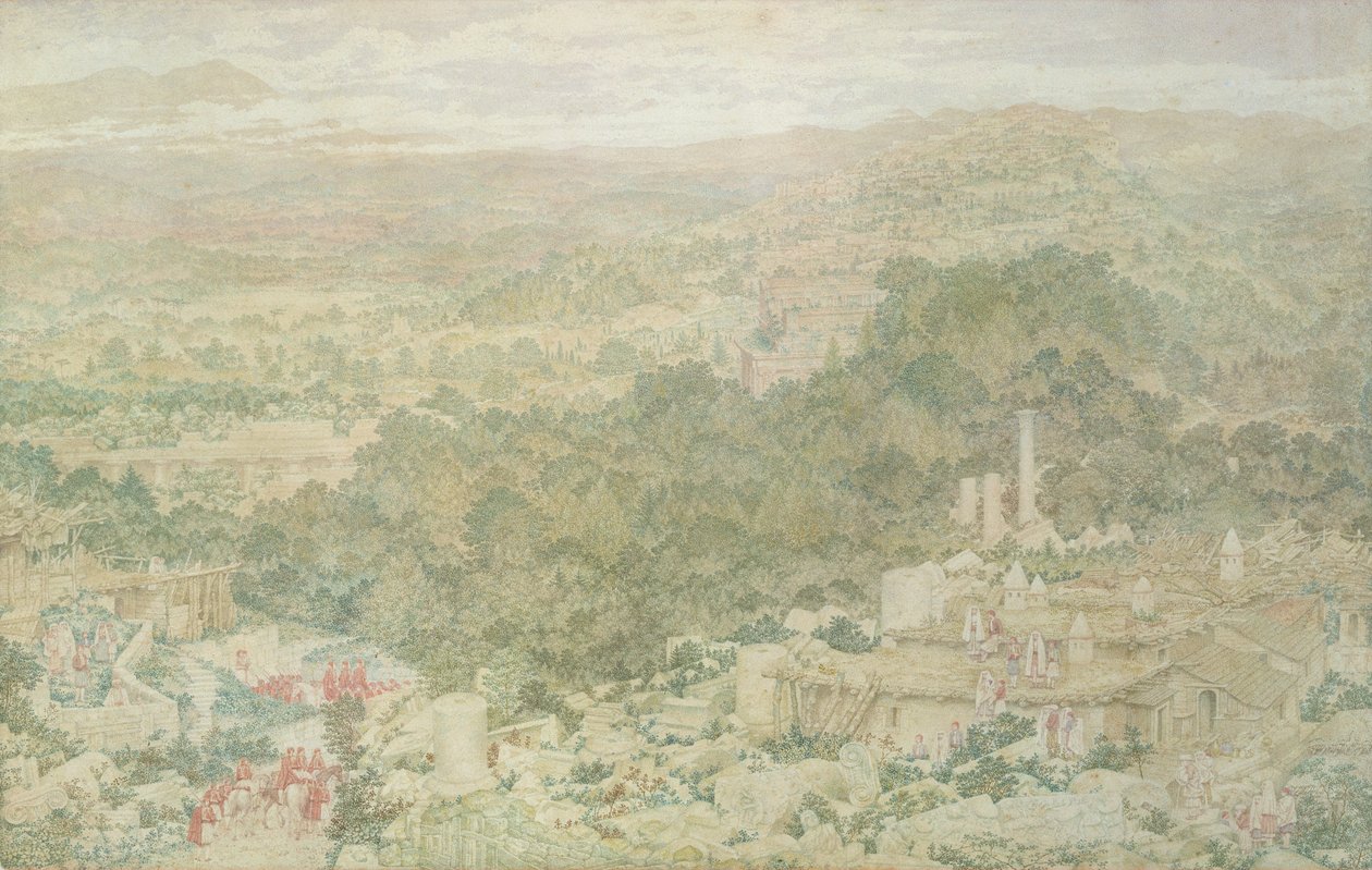 Bolton Abbey (penna, bläck och akvarell) av Peter de Wint