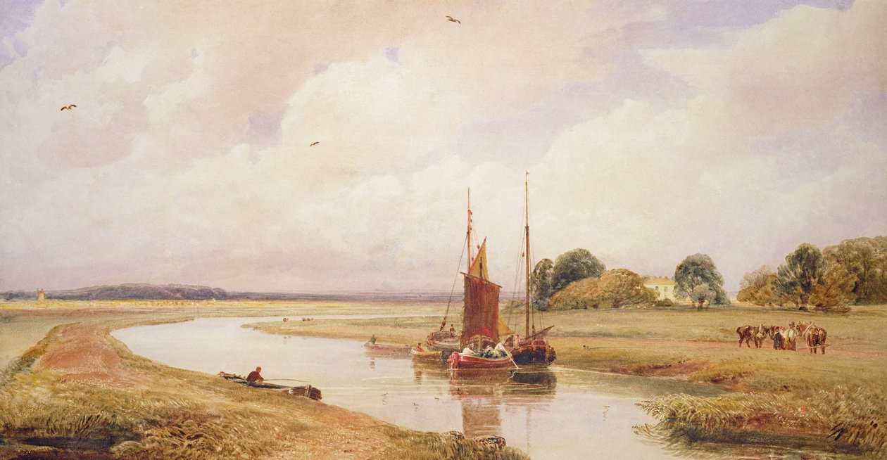 Langrick Ferry på floden Witham nära Boston, Lincolnshire av Peter de Wint