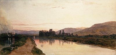 Neath Abbey, Glamorganshire, kväll (akvarell på papper) av Peter de Wint