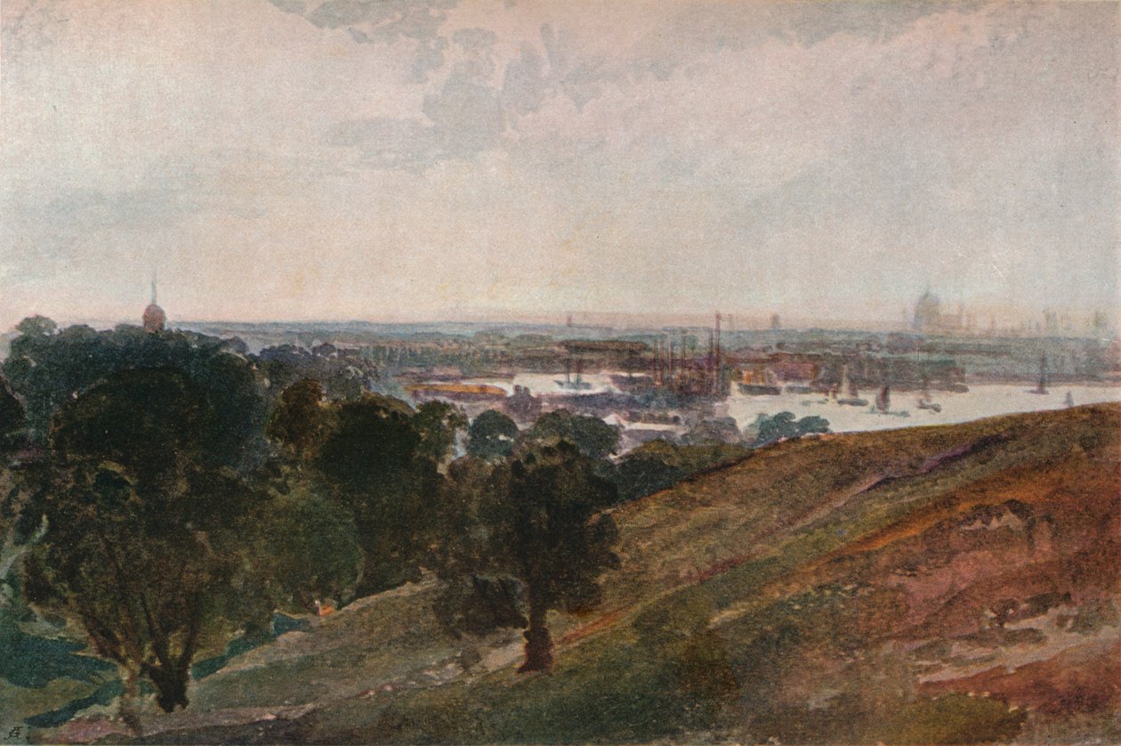 Themsen från Greenwich Hill, c1820 av Peter de Wint
