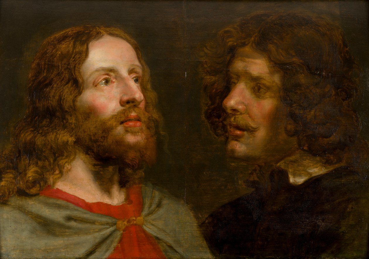 Kristus och St. Johannes evangelisten, ca 1629-90 (olja på panel) av Peter van Lint