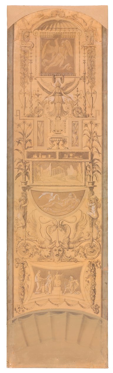 Arabeske mit Darstellungen des Ganymed, der Leda und der Verwundung Achills av Peter von Cornelius