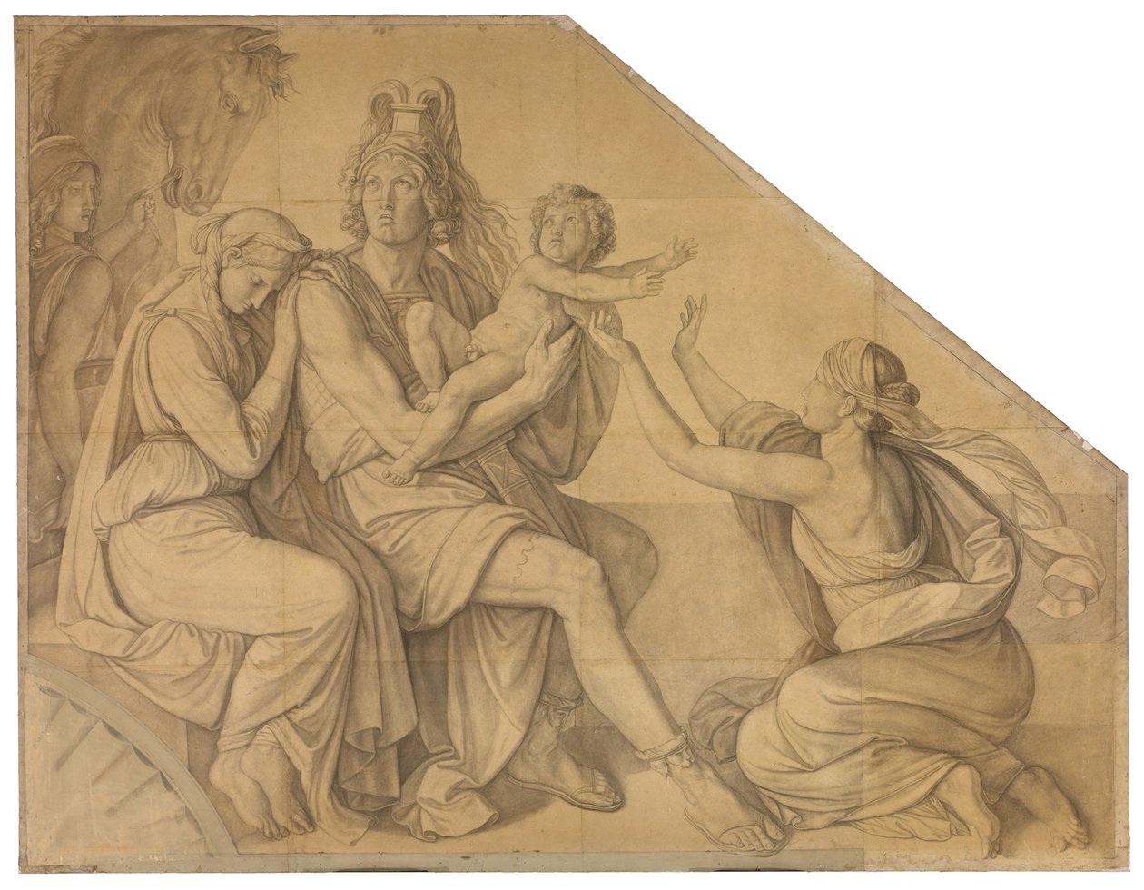 Der Abschied Hektors von Andromache. Karton zu den Deckenbildern der Münchner Glyptothek av Peter von Cornelius