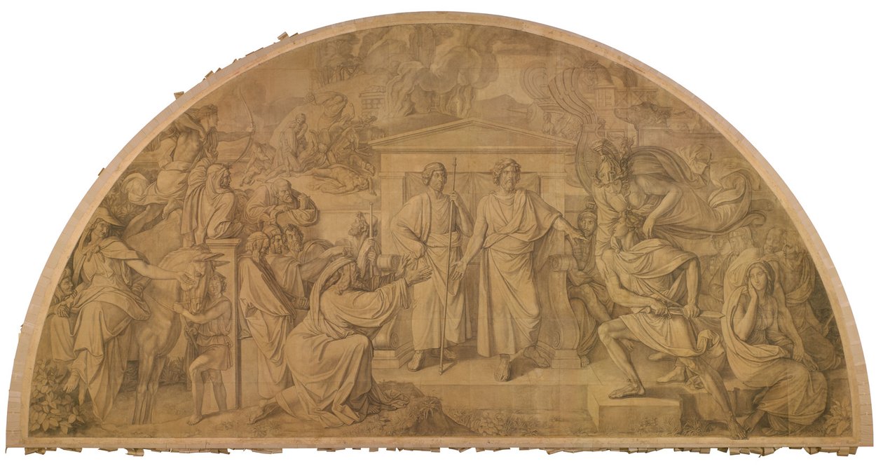 Akilles vrede, valvfält. Kartong till takmålningarna i Glyptoteket i München av Peter von Cornelius