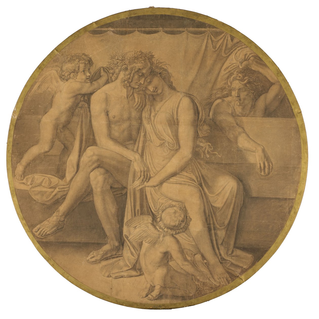 Peleus och Thetis bröllop. Kartongskiss till takmålningarna i Glyptoteket i München av Peter von Cornelius