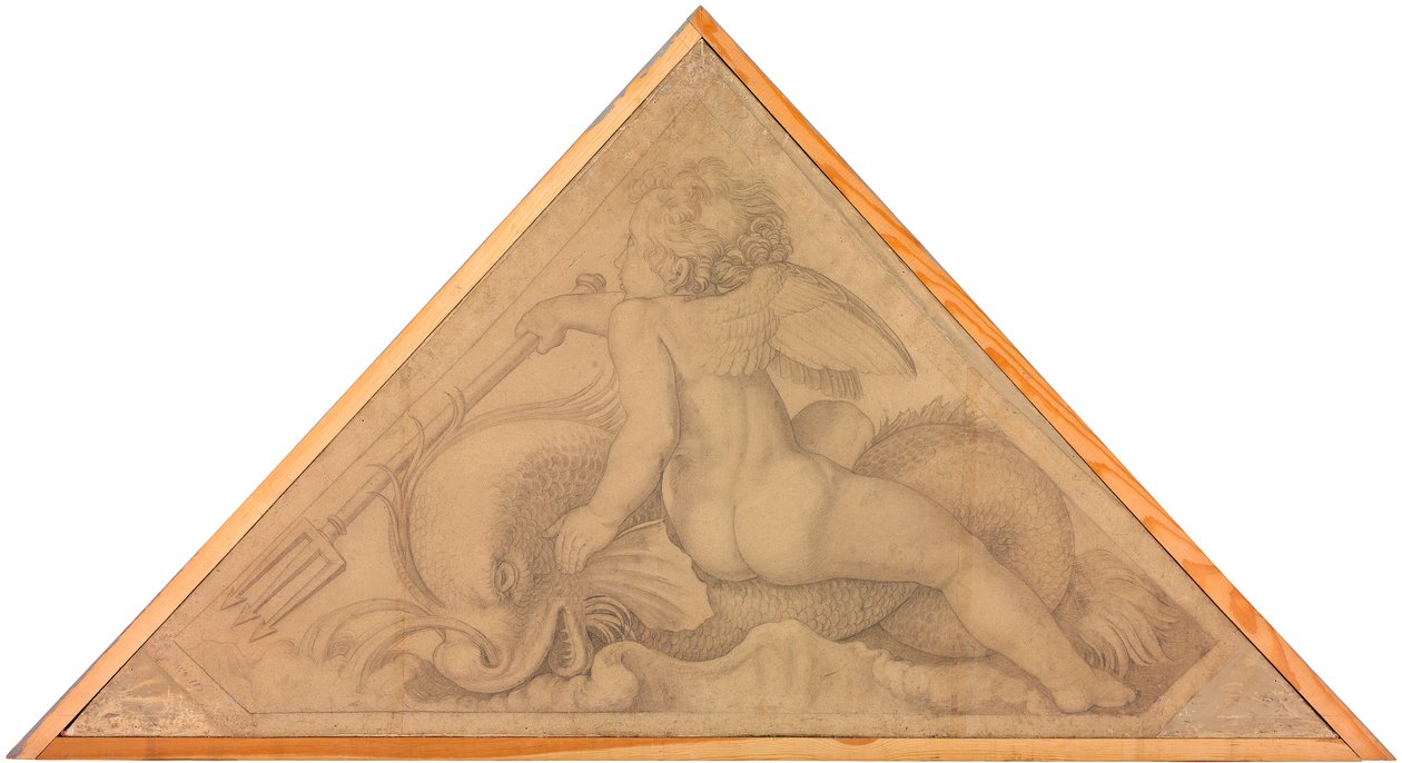 Eros mit dem Delphin / Element des Wassers av Peter von Cornelius