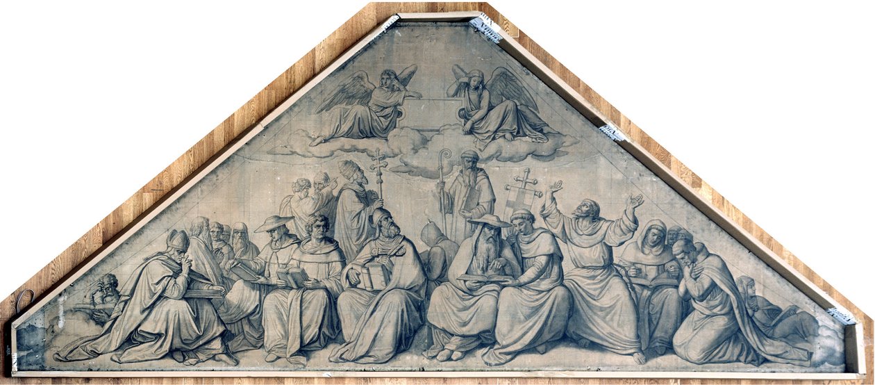 Kyrkolärare och grundare av religiösa ordnar. Kartong till freskerna i Ludwigskirche i München av Peter von Cornelius