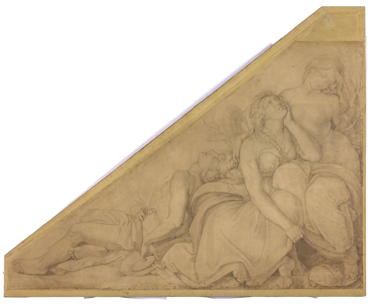 Leukothoe, Klytia und Hyakinthos, in Blumen verwandelt. Karton zu den Deckenbildern der Münchner Glyptothek av Peter von Cornelius