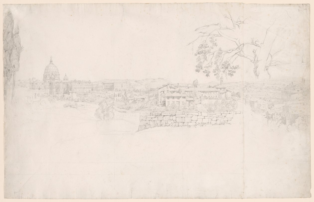 Fantasy Panorama över Rom från Peterskyrkan till Castel San Angelo av Peter von Hess