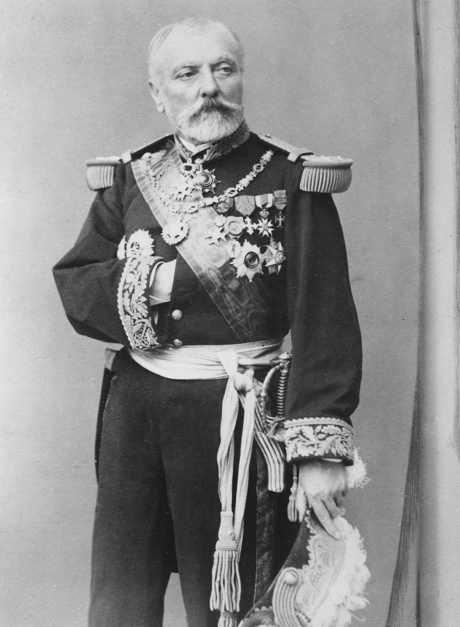 Porträtt av Hyacinthe Laurent Théophile Aube av Petit