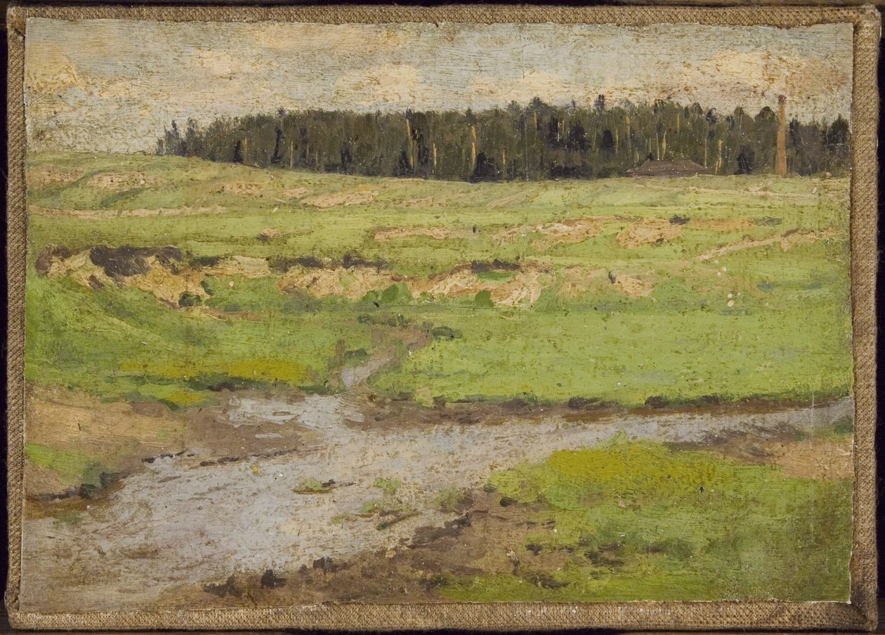 Landskap på sommaren (olja på duk) av Petr Ivanovic Petrovichev