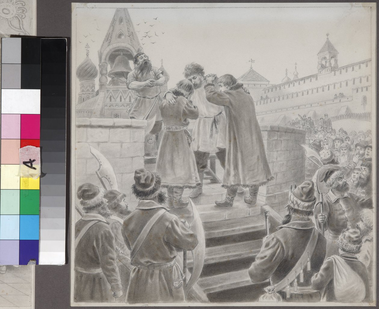 Illustration till dikten The Song of the Merchant Kalashnikov av M. Lermontov par Korovin, Pyotr Ivanovich (1857-1919), - Penna på papper - State Lermontov Museum Tarkhany av Petr Korovin