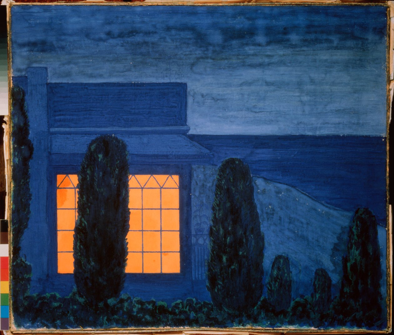 La maison Zhukovsky (Joukovsky), en Kuchuk Koy (Ukraina) - Zhukovskys hus i Kuchuk-Koy- Verk av Pyotr (Piotr, Petr) Savvich Utkin (Outkin) (1877-1934), tempera på duk, cirka 1915 - Rysk konst , 1900-tal, symbolik - Privat samling av Petr Savvic Utkin