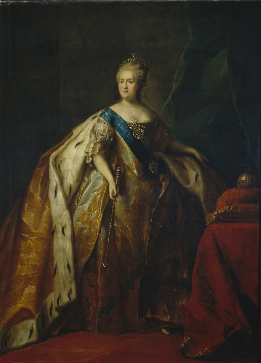 Porträtt av kejsarinnan Katarina II 1729-1796, 1796 av Petro Semyonovich Drozhdin