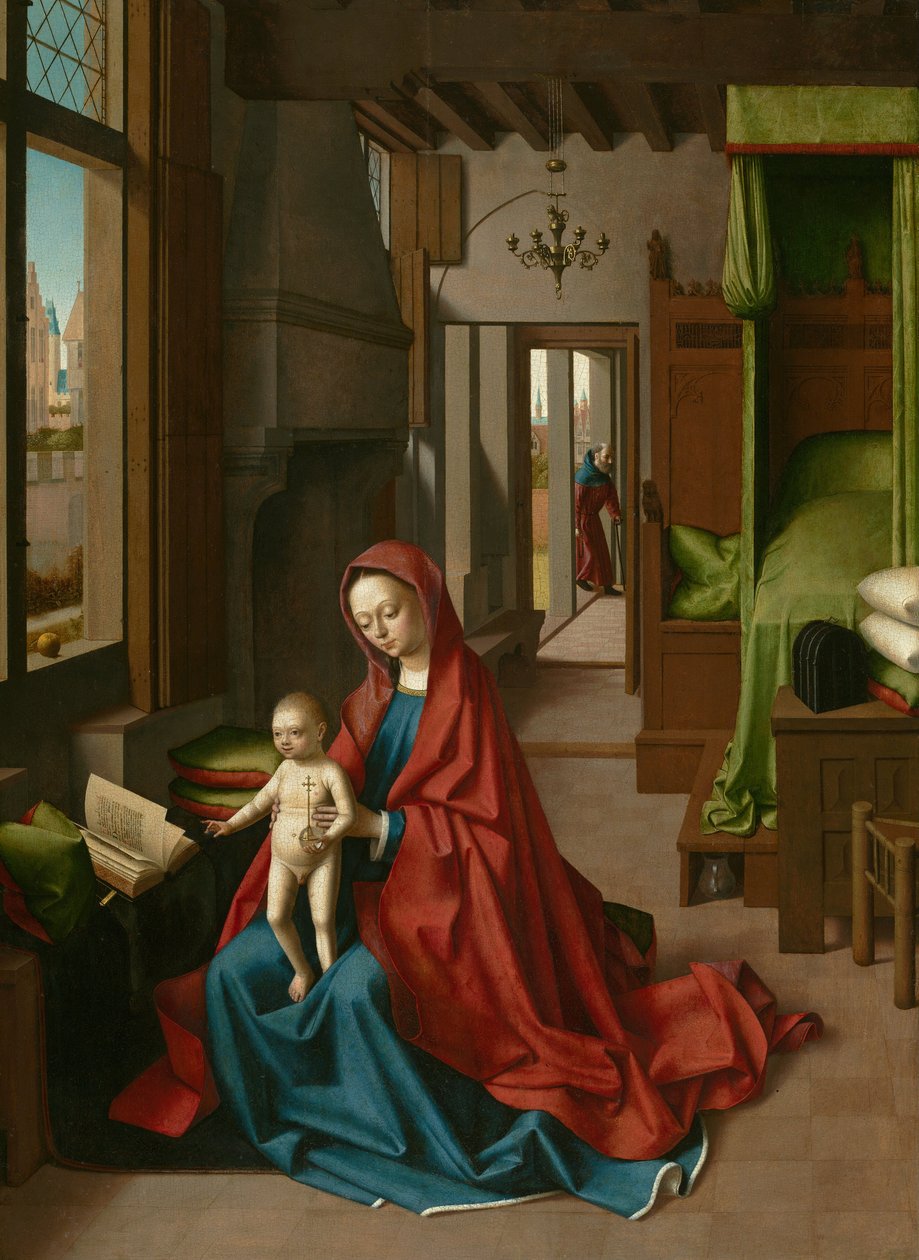 Jungfru och barn i en inhemsk interiör av Petrus Christus