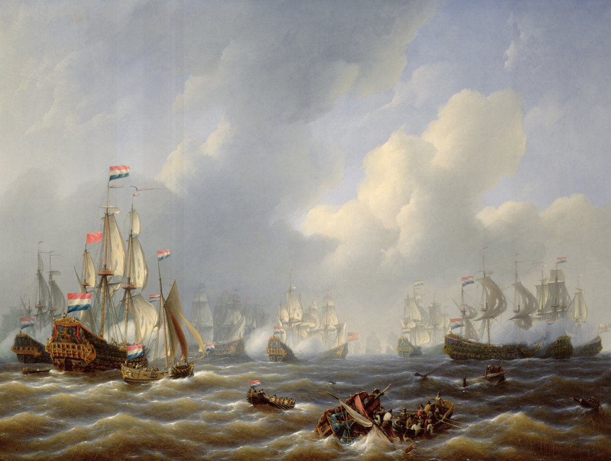 Slaget vid Camperdown den 11 oktober 1797 olja på duk av Petrus Johann Schotel