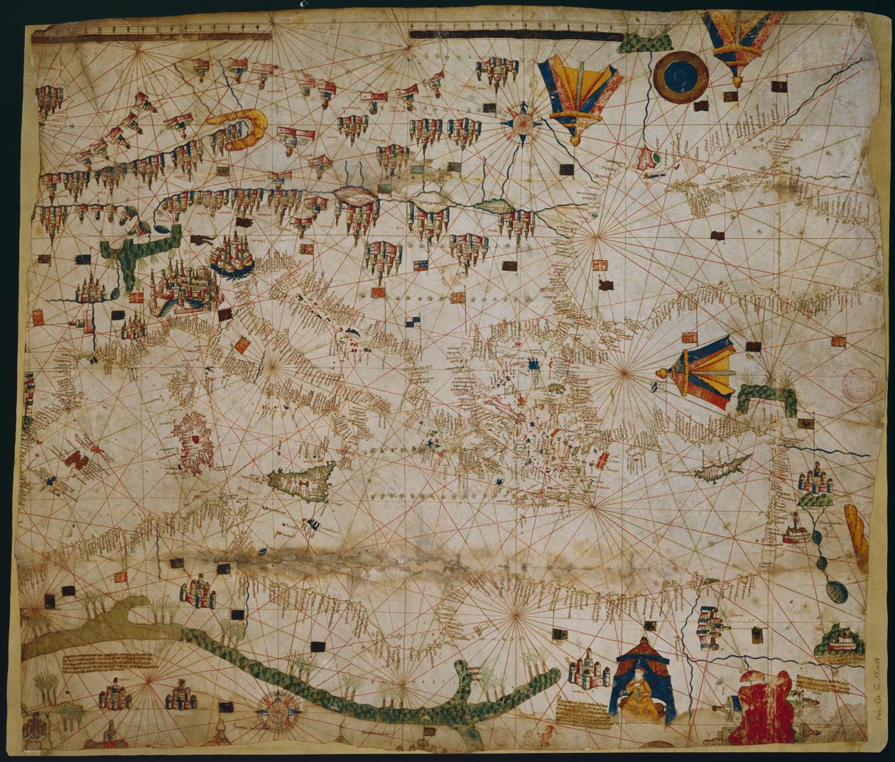 Carte marine de la mer Méditerranée et de la mer Noire av Petrus Roselli