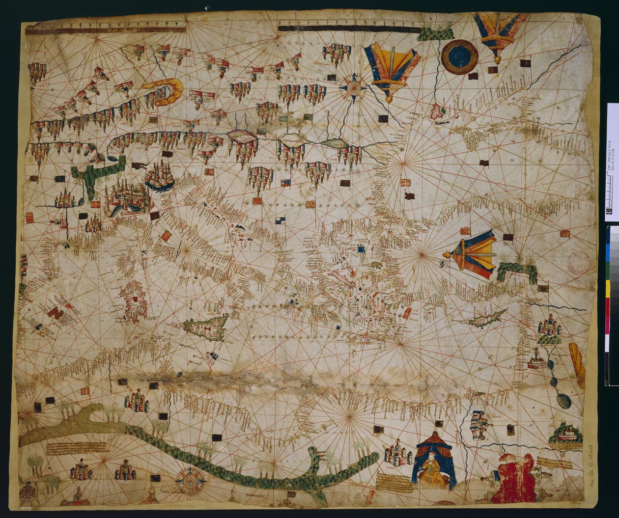 Carte marine de la mer Méditerranée et de la mer Noire av Petrus Roselli