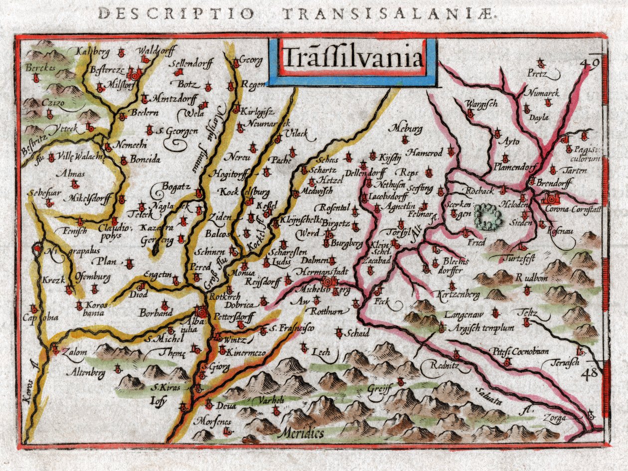 Karta över Transsylvanien 1616 av Petrus Bertius