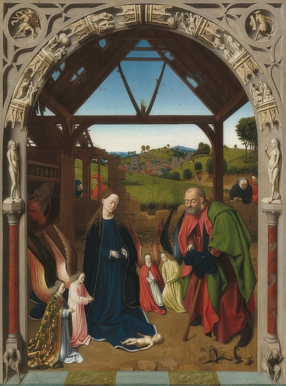 Kristi födelse. Omkring 1450 av Petrus Christus