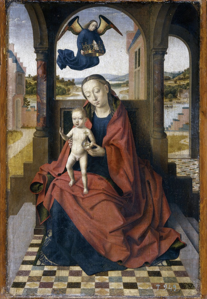 Madonnan och barnet - Målning av Petrus Christus (1410/20-1476), olja på trä (49x34 cm), omkring 1460 - (Madonnan och barnet - Olja på trä av Petrus Christus av Petrus Christus