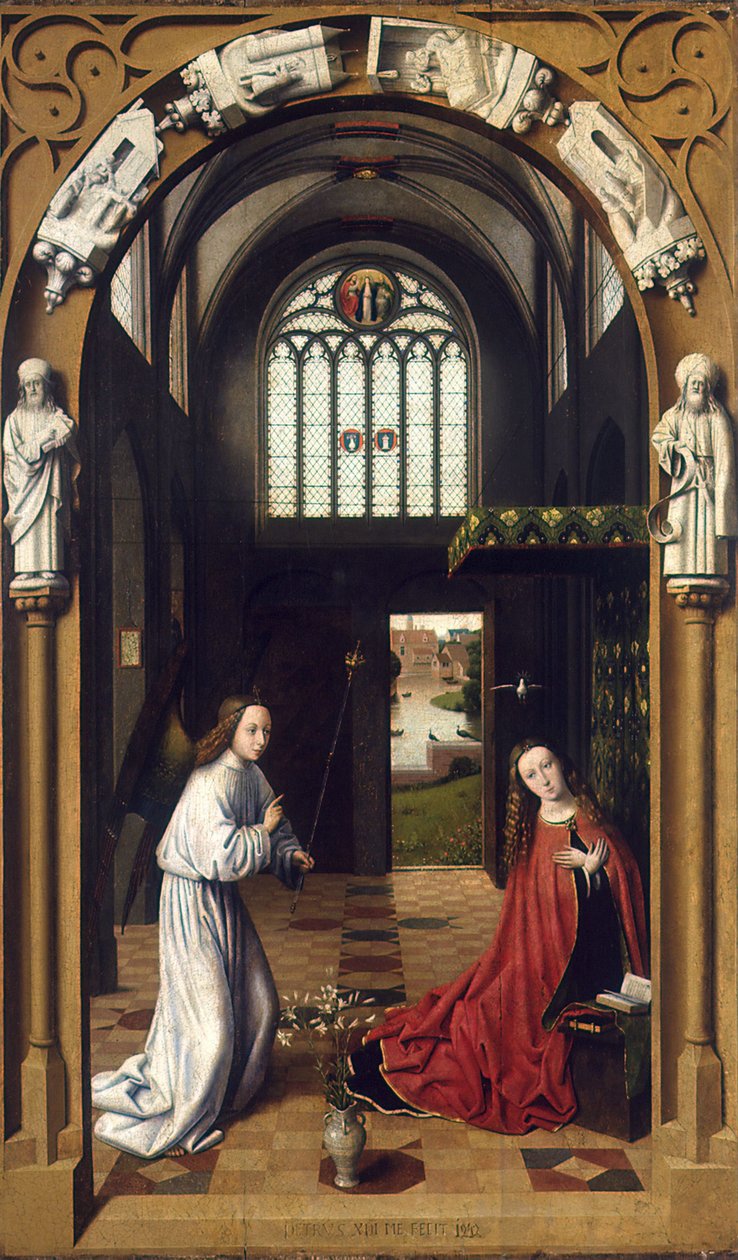 Bebådelsen, 1452. av Petrus Christus