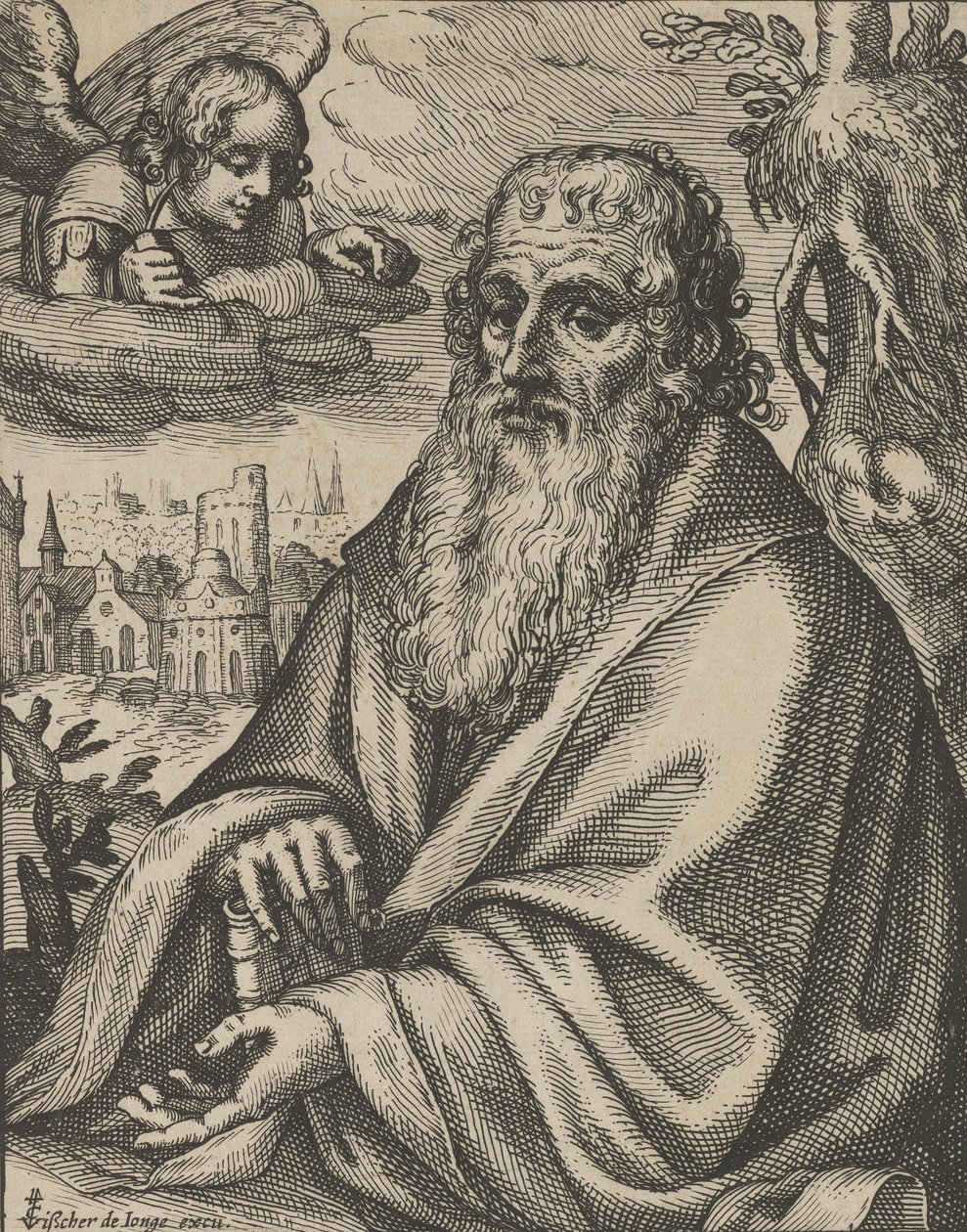 Matteus, från De fyra evangelisterna, 1610-20. av Petrus Feddes