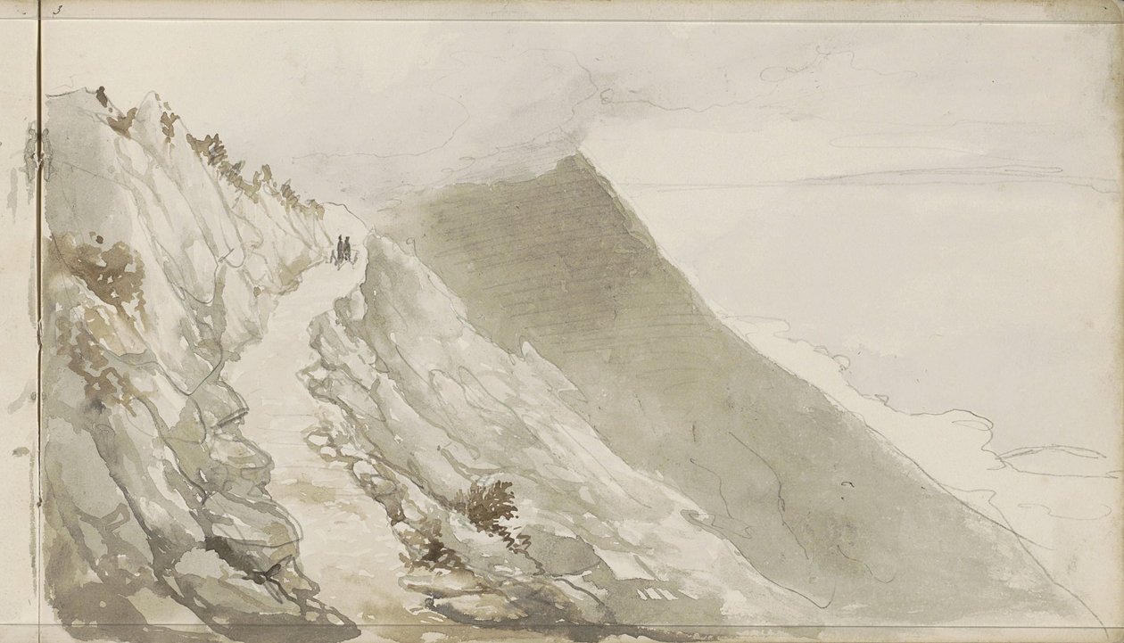 Figurer på en stig längs en stenig kust av Petrus Johannes Schotel