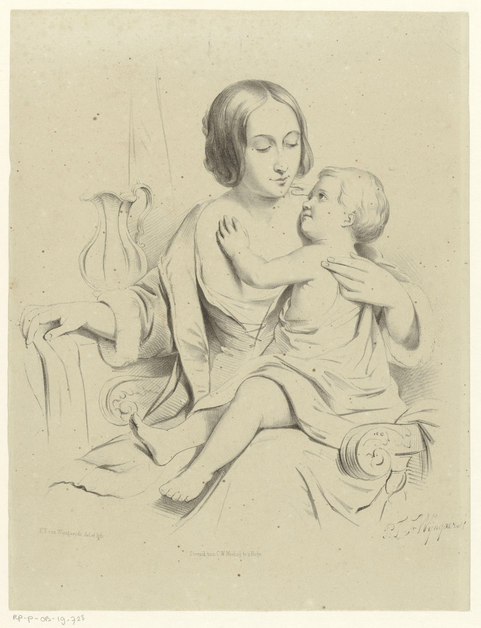 Mamma med barn i knäet av Petrus Theodorus van Wijngaerdt