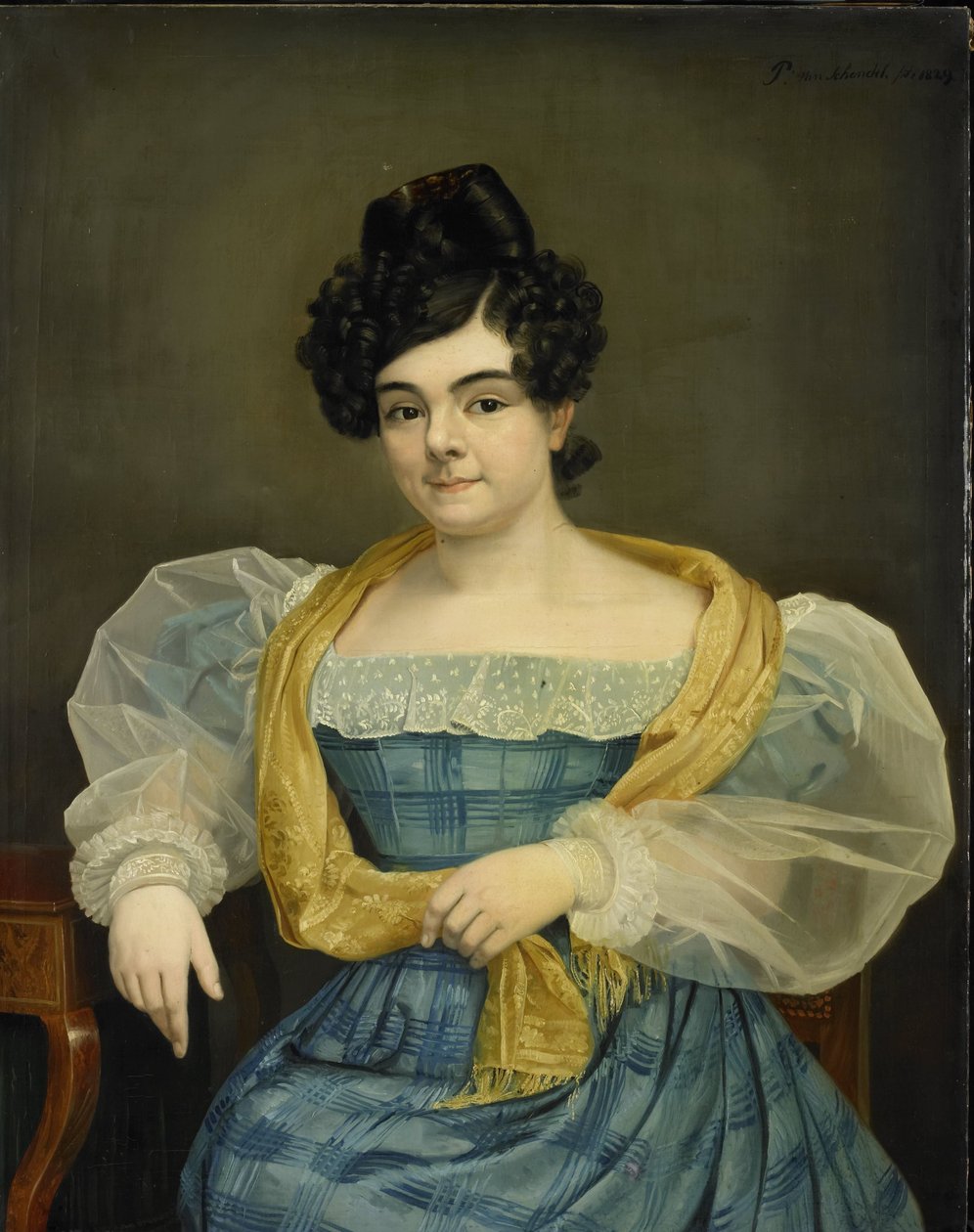 Porträtt av Adriana Johanna van Wijck, hustru till Johannes Ploos van Amstel av Petrus van Schendel