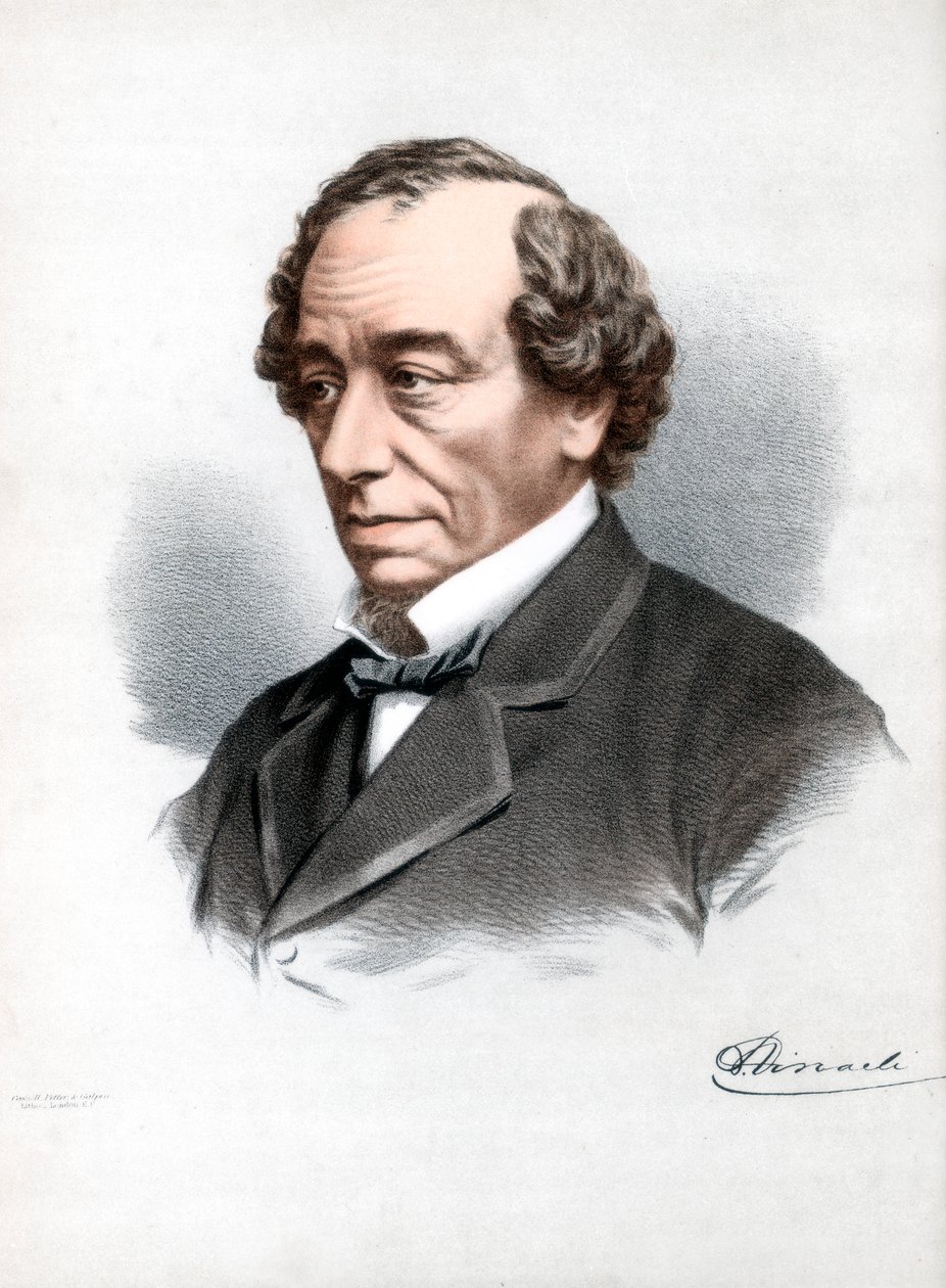 Benjamin Disraeli, 1:e earl av Beaconsfield, brittisk konservativ statsman, c1890. av Petter and Galpin Cassell