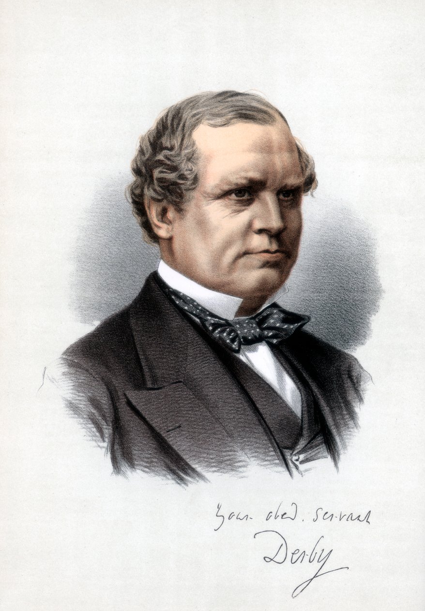 Edward Henry Stanley, 15:e earl av Derby, Storbritanniens premiärminister, c1890. av Petter and Galpin Cassell