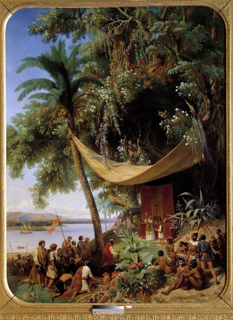 Den första mässan i Amerika (1400-talet) Mässa på Kuba 1494 Columbus andra resa till Havanna. Målning av Blanchard Pharamond (1805-1873) av Pharamond Blanchard