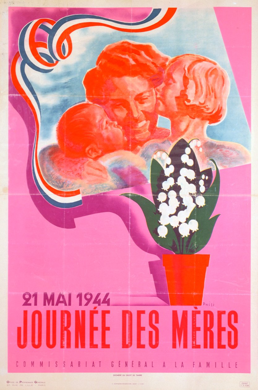 "Mors dag, 21 maj 1944", Vichy fransk affisch, 1944 av Phili