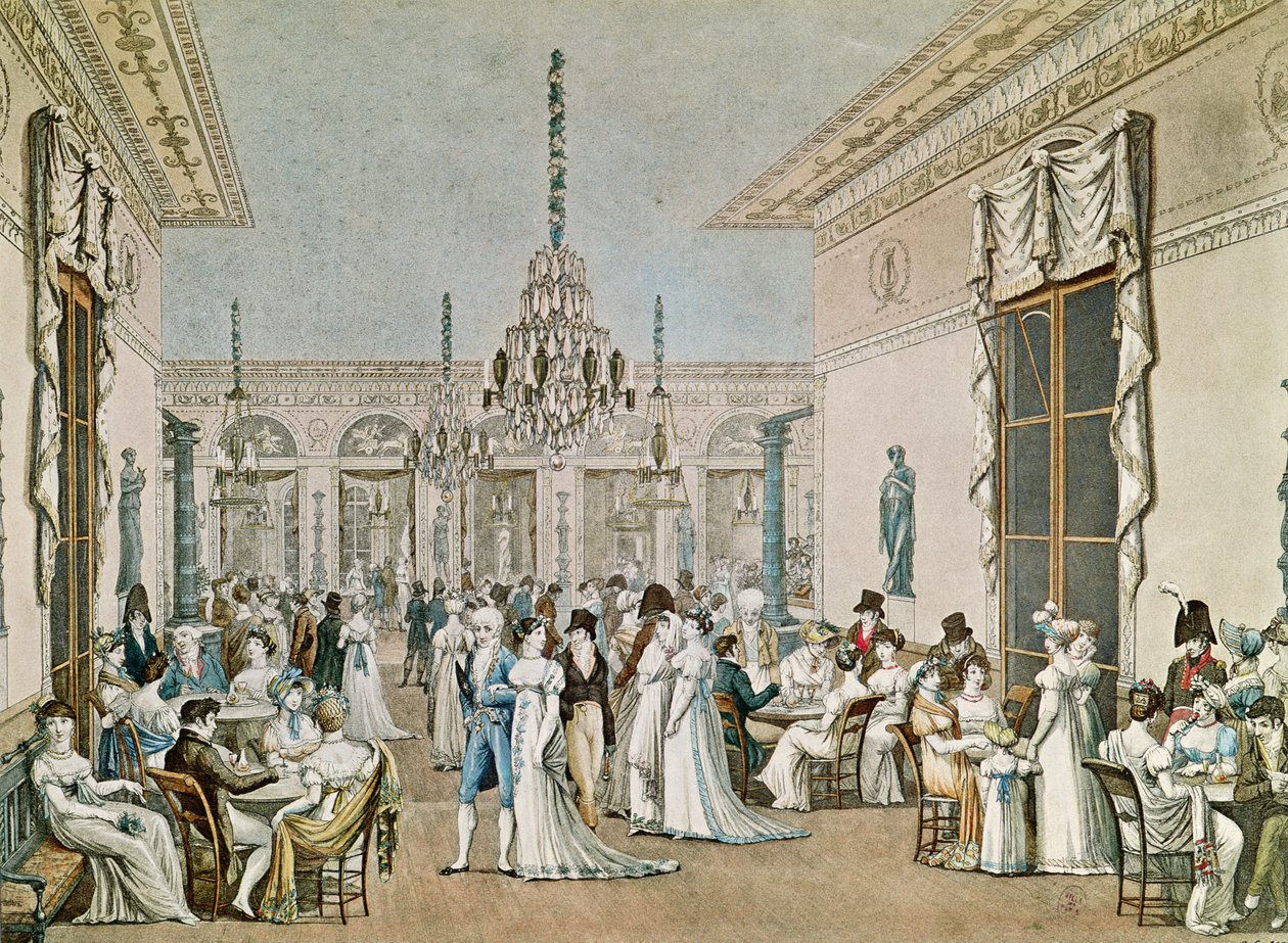 The Cafe Frascati 1807 (se även 177420) av Philibert Louis Debucourt