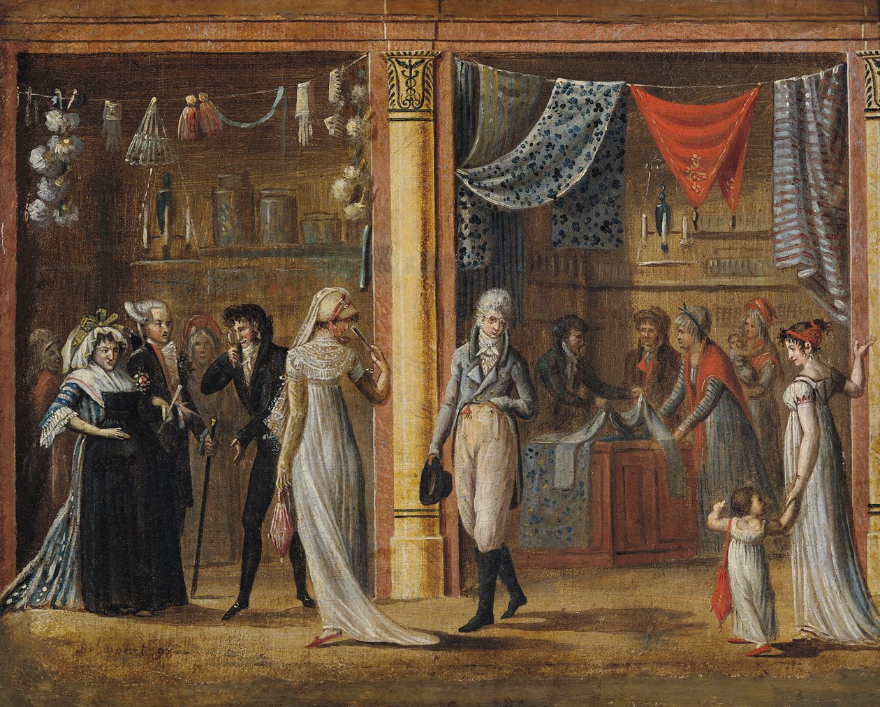 Galleriet i Palais Royal, efter en målning av Jean Francois Bosio (1764-1827) 1798 av Philibert Louis Debucourt