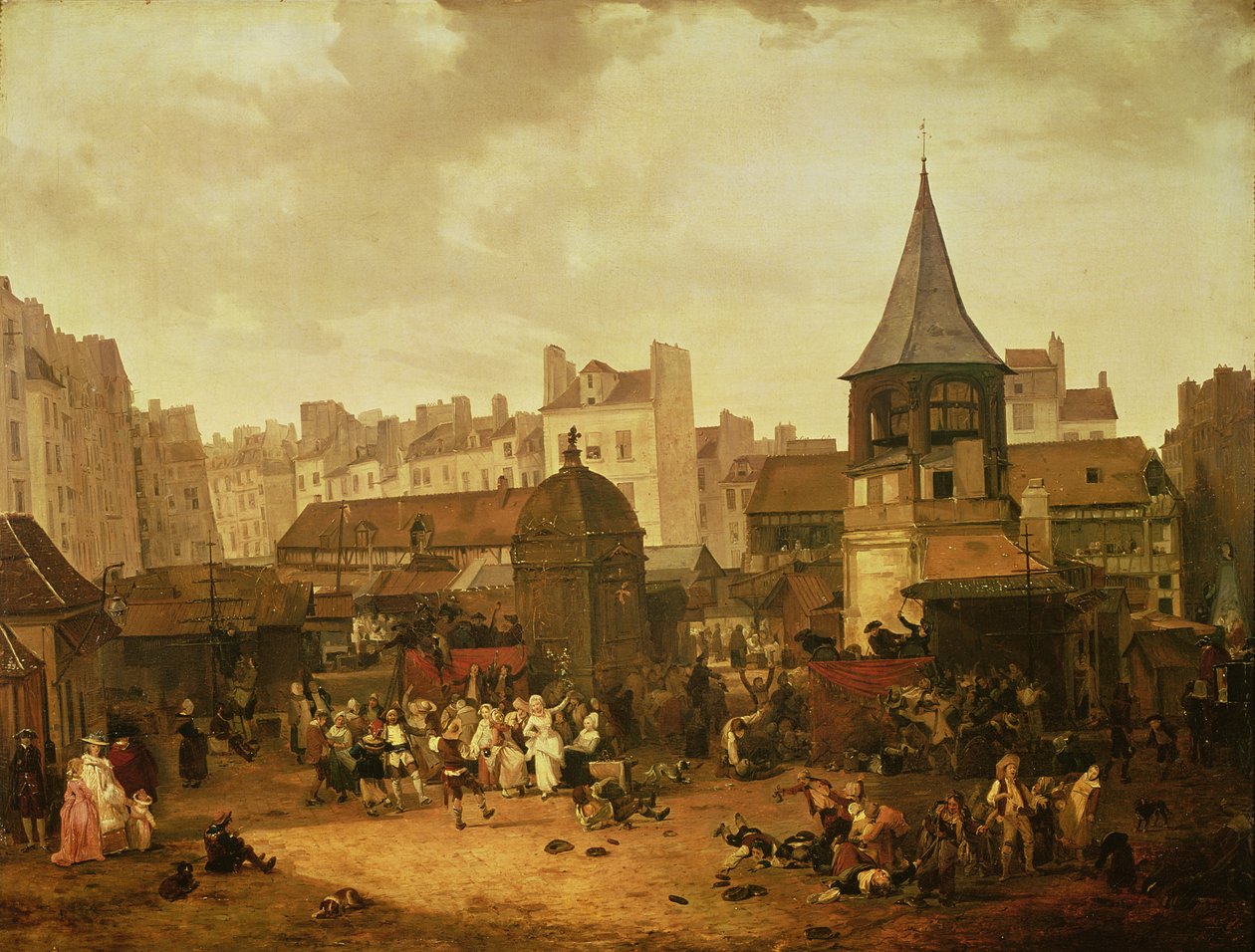 Jubel vid Les Halles för att fira födelsen av Dauphin Louis av Frankrike (1781-89) 21 januari 1781, 1783 av Philibert Louis Debucourt