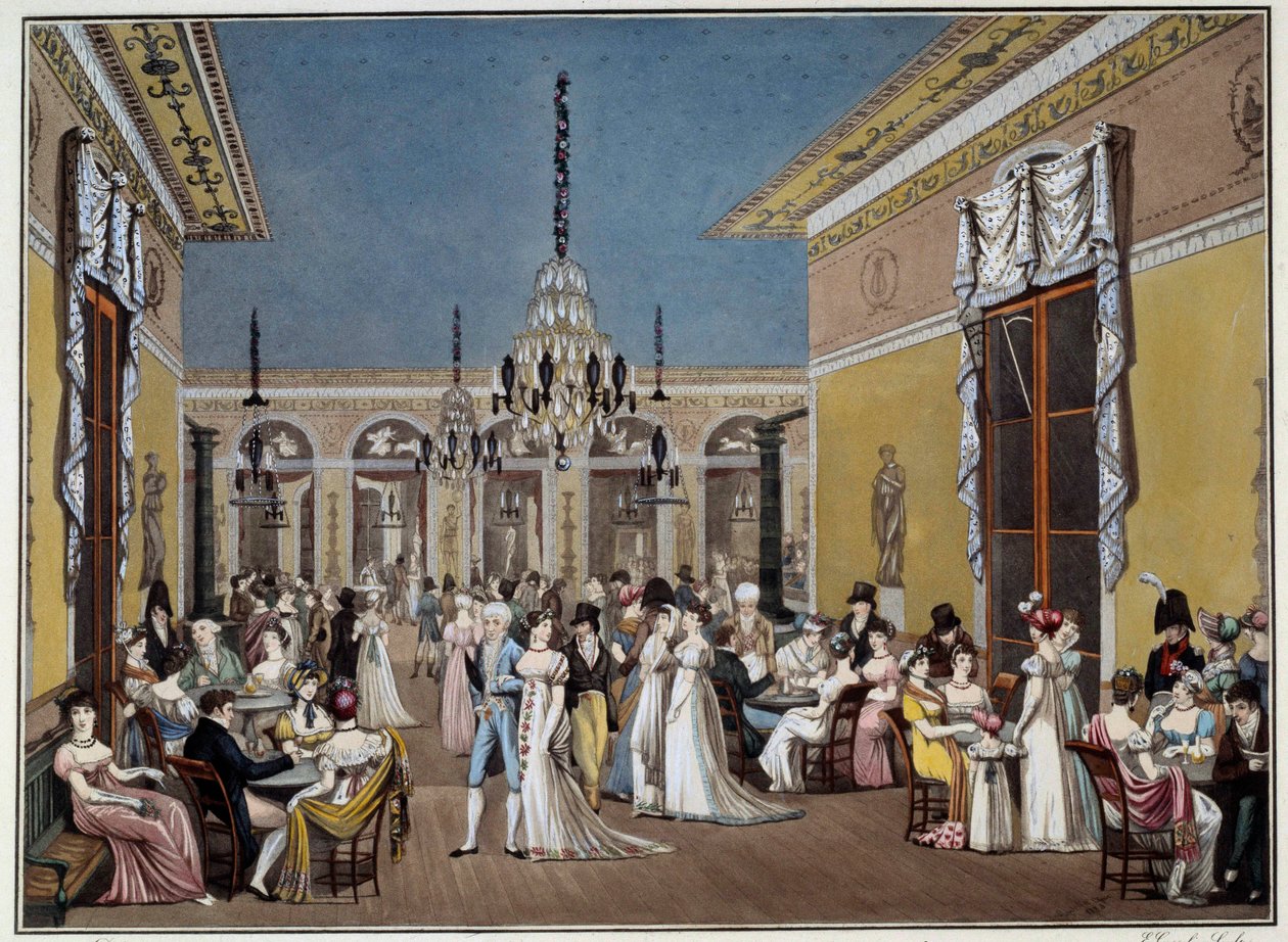 Den stora salongen på Cafe Frascati. Litografi av Philibert-Louis Debucourt (1755-1832) av Philibert Louis Debucourt