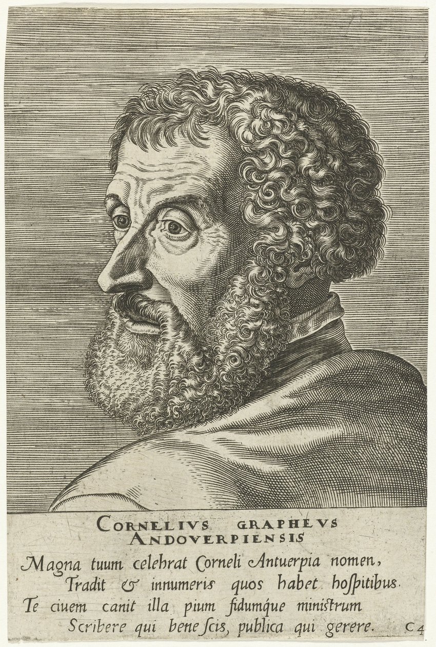 Graverat porträtt av Cornelius Grapheus av Philip Galle
