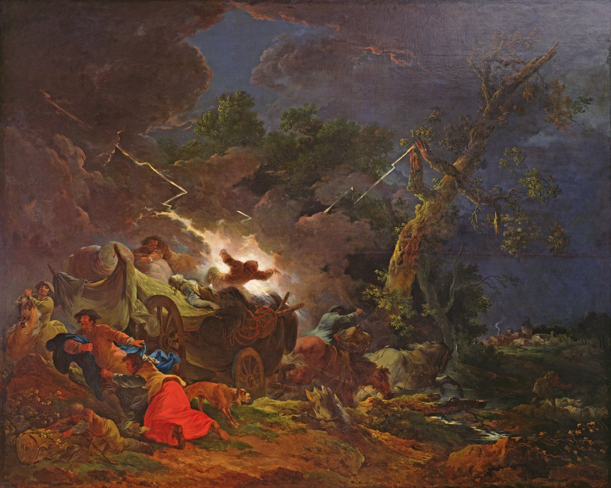 Bönder överraskade av en storm, ca 1770 av Philippe Jacques de Loutherbourg