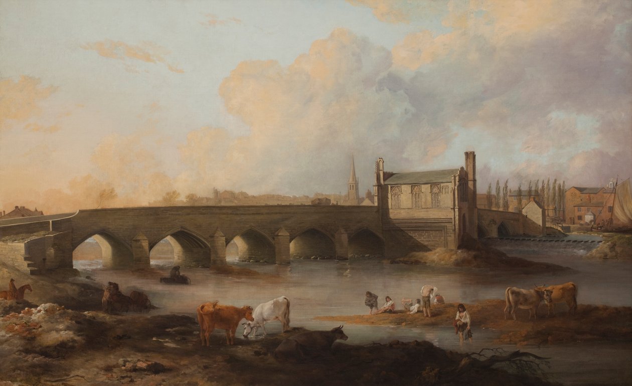 Wakefield Bridge och Chantry Chapel, 1793 av Philip Reinagle