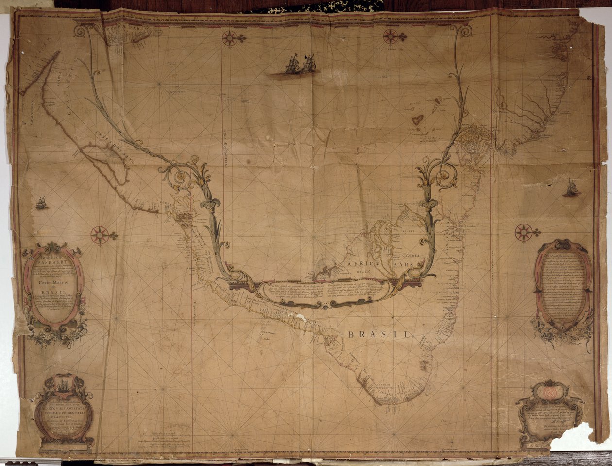 Ms 1288 f.25 Karta över Brasilien, från nederländska sjökort, 1637 av Philip Vingboons