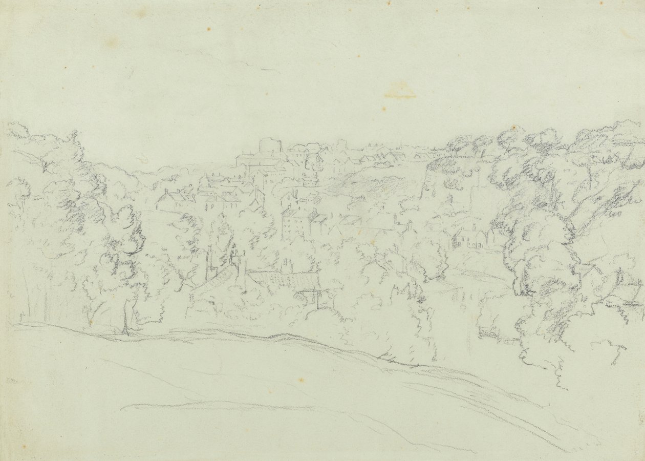 Bridgenorth (grafit på grågrönt papper, nedlagd) av Philip Wilson Steer