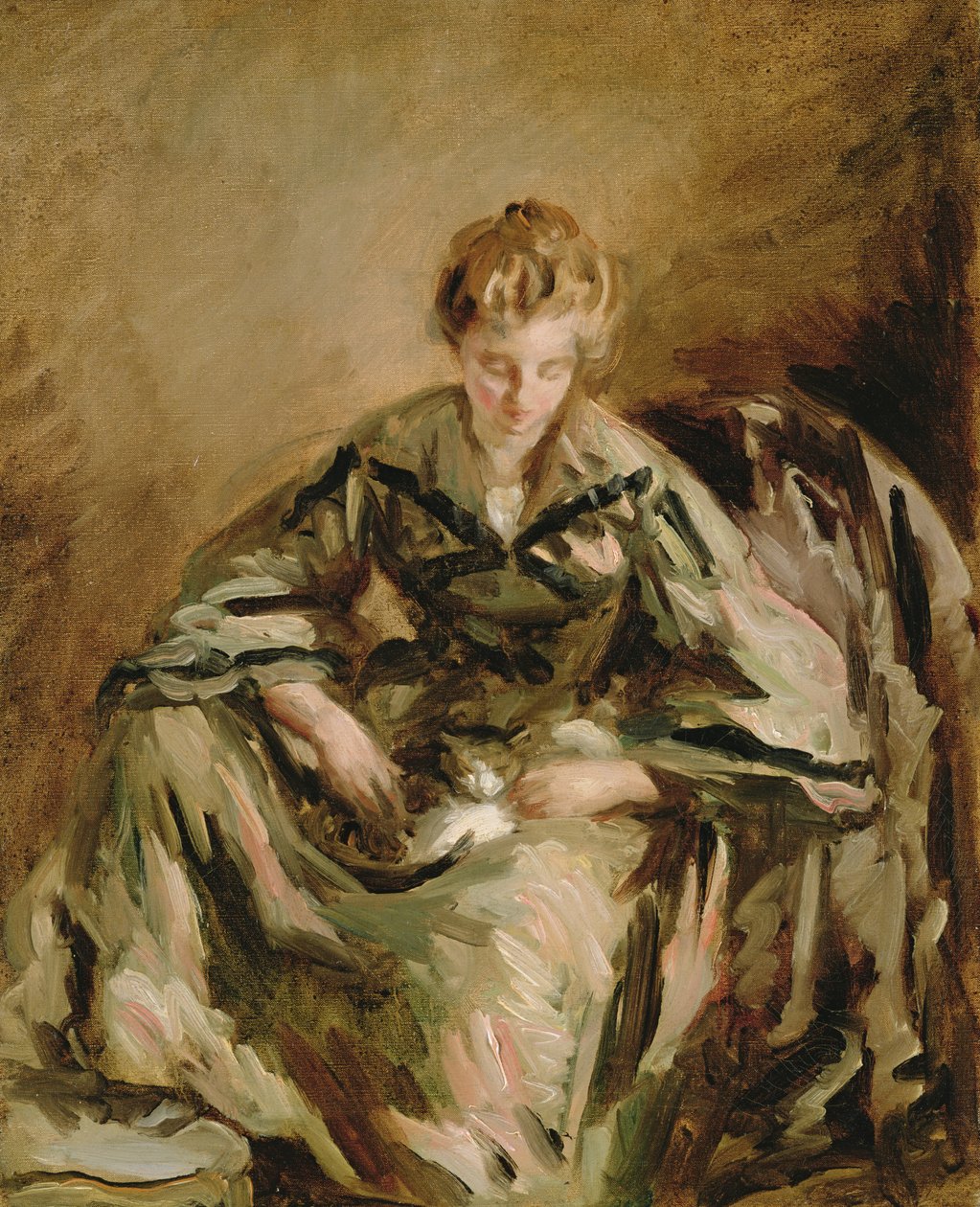 Flicka med katt av Philip Wilson Steer