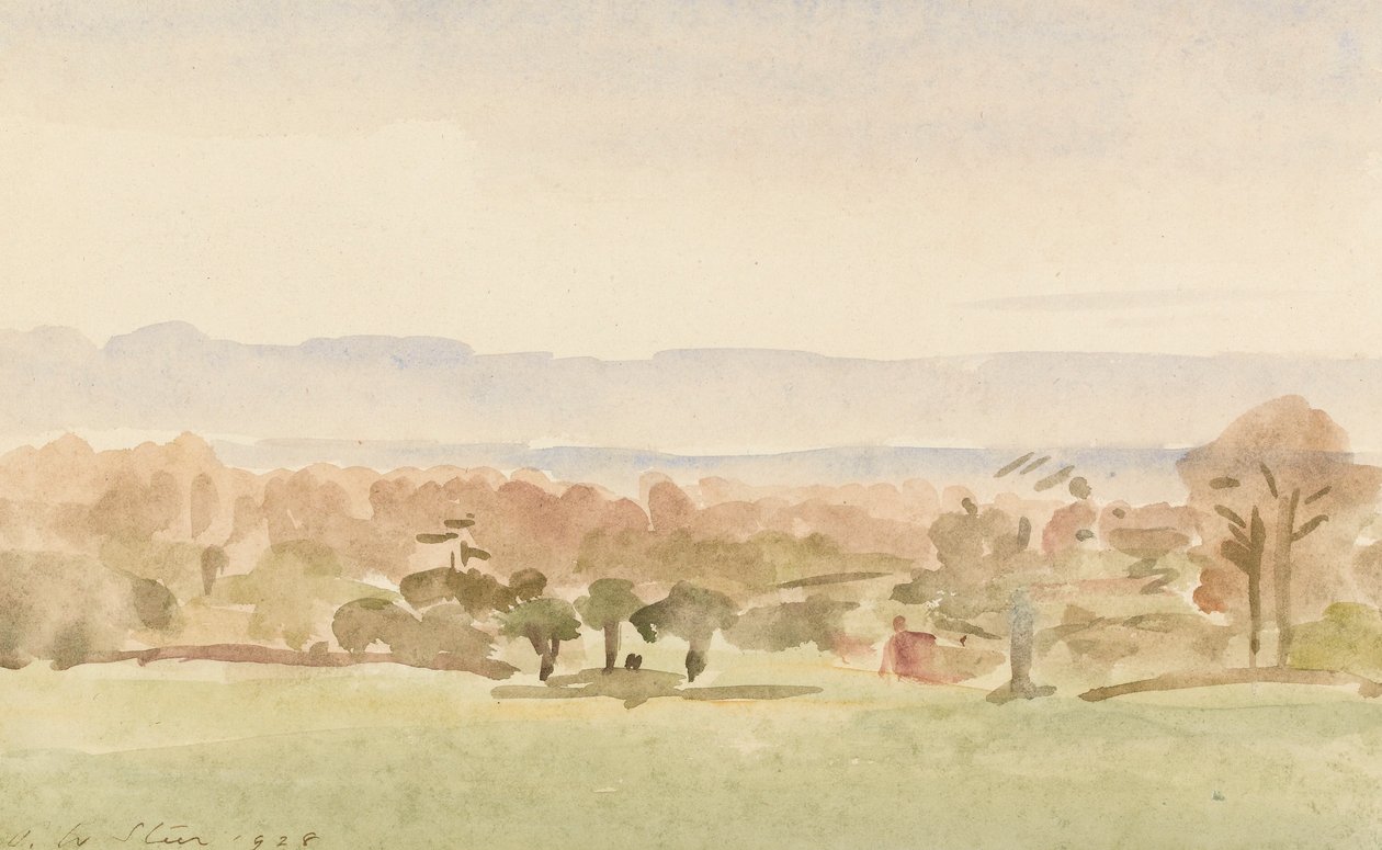 Landskap, möjligen Framlingham, Suffolk av Philip Wilson Steer