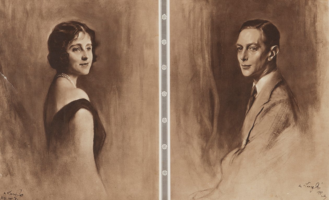 Kung George VI och drottning Elizabeth av Philip Alexius de (after) Laszlo